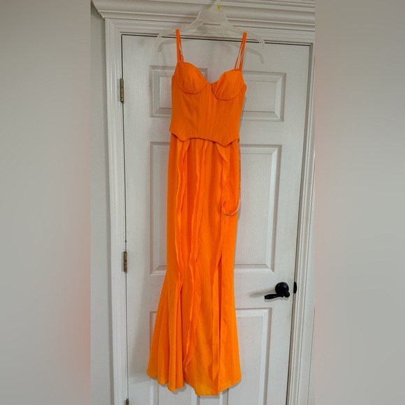 Oh Polly Perrine Corset Frill Skirt Maxi Dress in Tangerine Size 2 - Picture 6 of 14